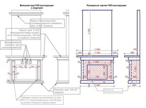 Способ составления чертежа гипсокартонного портала для камина