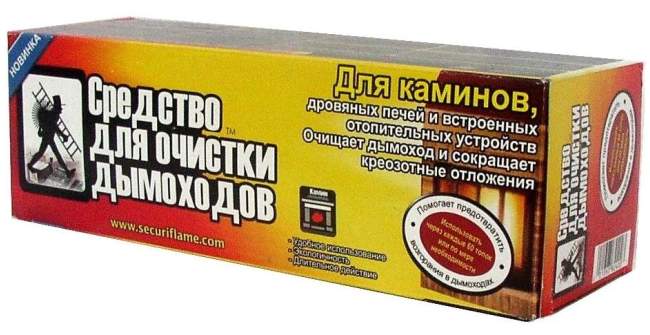 Упаковка со средством для очистки дыиоходов