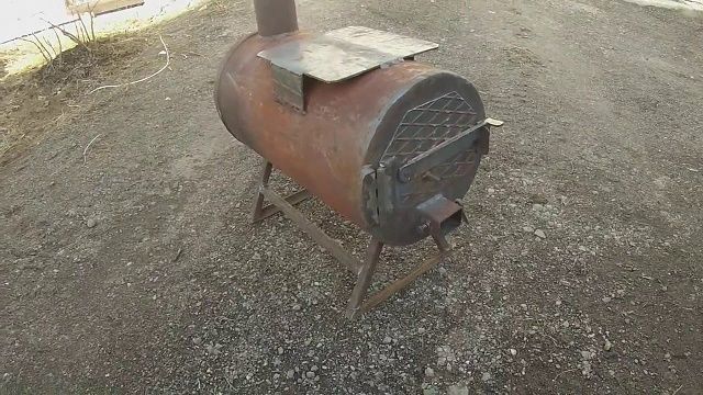 Горизонтальная буржуйка из газового баллона